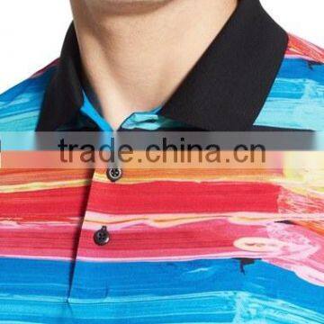 Mgoo Fashion Custom Made Design Colorful Men Stripe Polo Shirt With Short Sleeve Casual Outwear With American Sizes photo-5