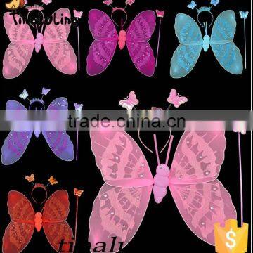 new products 2016 girls dress up costume butterfly fairy wings with glitter halloween decorations