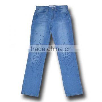 young girls sex jeans long pants kids jeans blue plie trousers