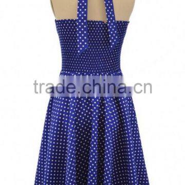 Walson C89149A Lady Rockabilly Halter Dress Whloesale Ladies Vintage Style Polka Dot Halter Neck Rockabilly Dress photo-3