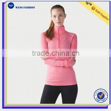 Wholesale brushed cotton fabric sweatshirts blank half zip women sweatshirt