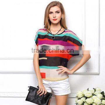 2017 Ladies Shirts Blouses Chiffon Women Short Sleeve Blouses photo-4