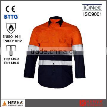 Safety reflective high visibility long sleeve polo t shirt flame retardant shirt