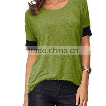 Women Purecolor Comfy Loose Fit Short Cut Out Sleeve Cotton T-Shirt photo-1