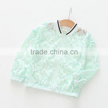 Summer Solid Color Zipper Lace Cotton Girls Jacket photo-5