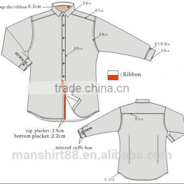 custom slim fit contrast color ribbon detailed casual dress shirt