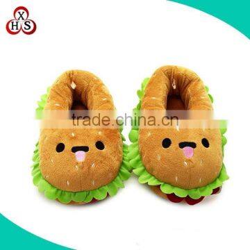 New design funny custom stuffed plush hamburger slippers