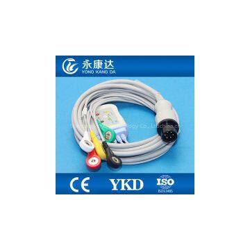 Generic AAMI 3 Leads Patient Monitor ECG Cable With AHA/IEC Snap/Clip 6Pins Plug photo-3