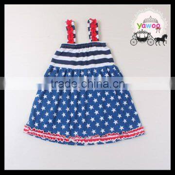 Yawoo 2016 Latest Navy Polka Dots July 4th Smocked Dress Designs Teenage Girls photo-3