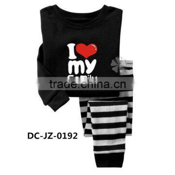 Black top stripe pants I love my family pattern printed brand kids pajamas