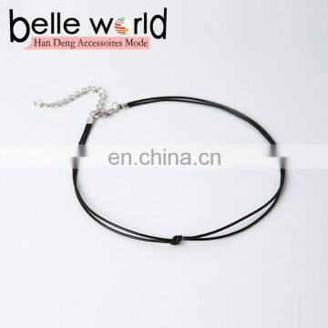 Fashion Simple Chocker Necklaces Black Leather Knot Thin Choker Necklace photo-5