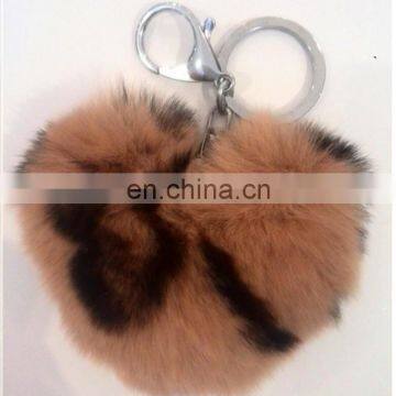 fashion best seller genuine rabbit fur heart shape fur key-chain pendant