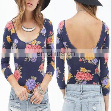 2016 Bodysuit Floral Printed Apparel for Women bodysuit cheap female clothing