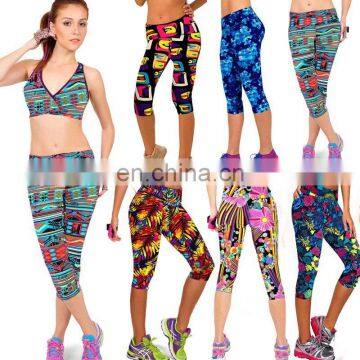 high waist printed cropped tights capri women fitness leggings