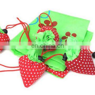 strawberry nylon foldable reusable shopping bag