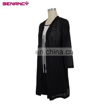Fashionable Black and White Hit Colour Two Piece Vest Dress And Long Blouse Cardigan For Women Everyday Wear photo-2