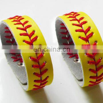 Popular Cheap Leather Sports Softball Bracelet