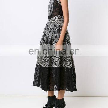 MIKA2439 Sleeveless Splice Flared Dress photo-3
