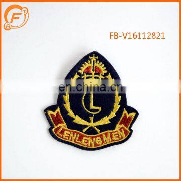 Crown Woven Patch Embroidery Gold Badge