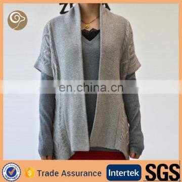 women short sleeve non-button cashmere cardigan