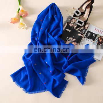 2017 new design fashion weave point embroidery wool scarf