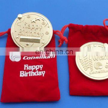 Souvenir Gold Metal Medal Coin For Happy Birthday Gifts - Best Wishes Challenge coin