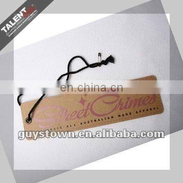 custom private brand name Printed kraft paper hang tag with Spot UV logo for clothing