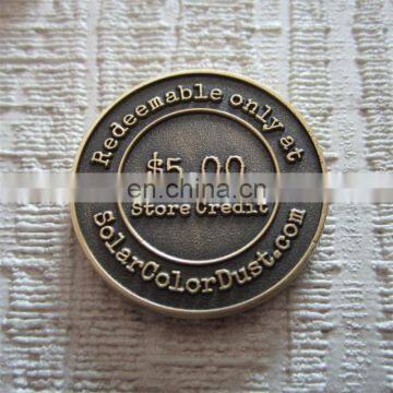 Antique brass engraved old coin with custom logo