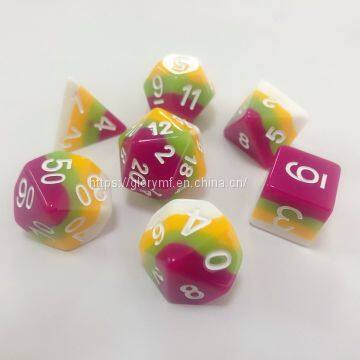 factory muti-color mixed plastic acrylic dice/muti-side dice