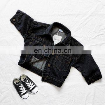 2020 Autumn and Winter New Girls Black Loose Denim Clothes Boys Cotton Jacket Jacket Baby All-match Top photo-3