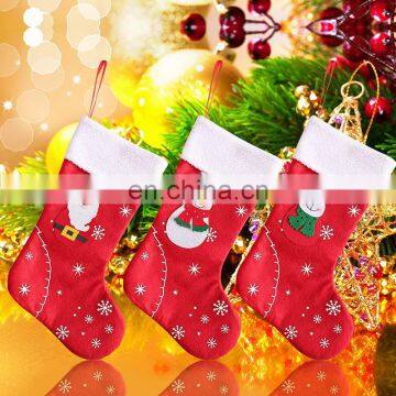 2019 Christmas Stockings Fabric Santa Claus Sock Gift Kids Candy Bag Snowman Deer Pocket Hanging Xmas Tree Ornament