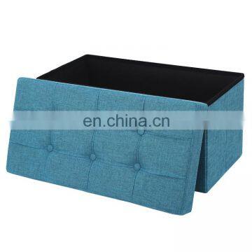 Customized modern and fashion faux linen folded storage stool ottoman bench