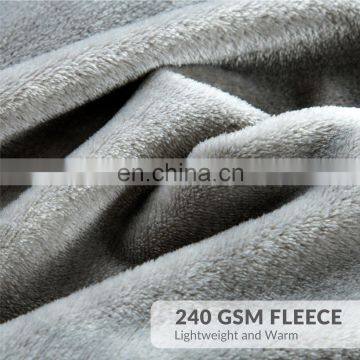 Silver Grey Travel Size Super Soft Fluffy Warm Solid Bed Throws Flannel Fleece Blanket photo-4