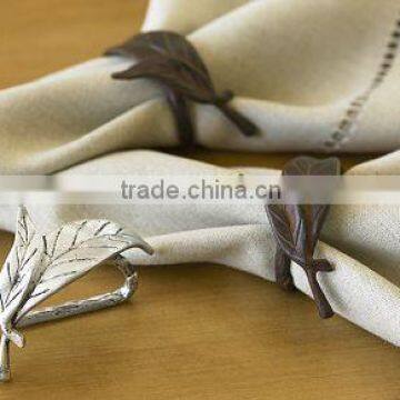 Napkin Rings Of Brass For Home Decor And Table Ware, Leaf Design Napkin Holder