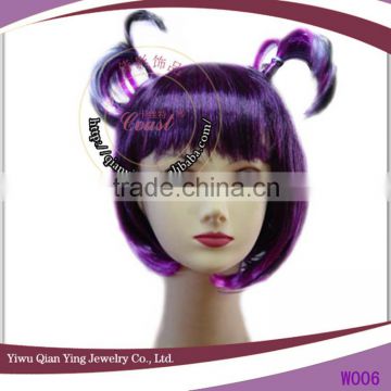 cheap short purple girl celebrating party wigs