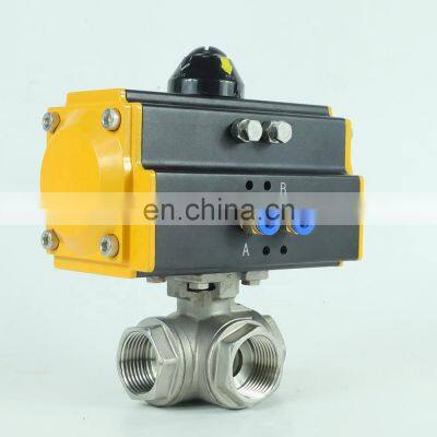 DKV 4 inch pneumatic motorized 3 way Stainless Steel pneumatic Ball Valve