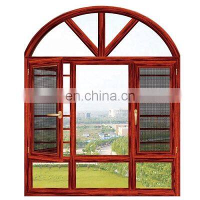 French style top arch metal aluminium frame casement windows design