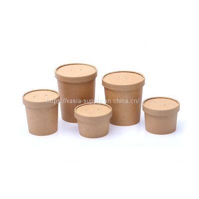 8 oz Kraft Paper Food Containers compostable paper cup with lids soup containers