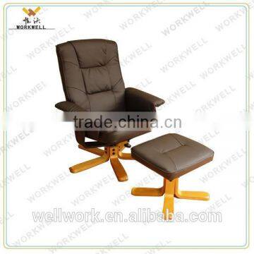 WorkWell PU leather saleable wooden recliner chair with ottoman kw-R46