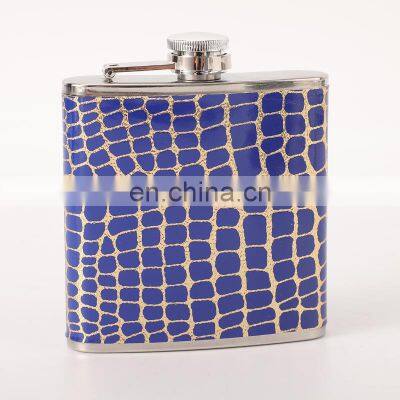 Portable Gift Box Alcohol Liquor Colour Vodka Black Blanks Wholesale Leather Hip Flask Stainless Steel 6oz photo-3