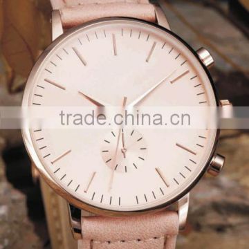 2016 vogue womens watches leather strap casual life style rose gold plated quartz classic style