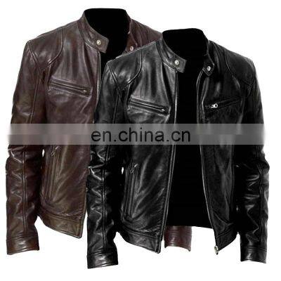 Men's Leather Jacket For Biker Distressed Genuine Lambskin Top Quality Material - Wholesale Price