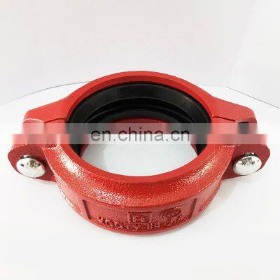 Grooved Pipe Fittings Steel Orange Industrial Clamp Connector Ductile Iron Fire Groove Clamp Factory Stock photo-3