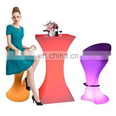 high chair and high table  / LED Outdoor Waterproof Glow Patio LED Tables and Chairs Furniture Hire Plastic Bar Stool