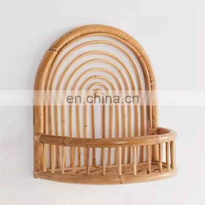 Hot Sale Rattan Arc Wall shelf Vintage Boho Wicker Planter Rack Wholesale Vietnam Supplier