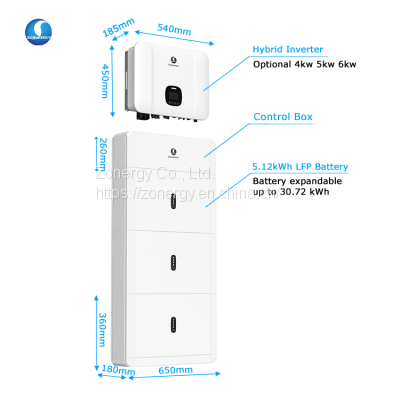 Zonergy Solar Energy System Full Set Off Grid Hybrid Inverter Deep Cycle Battery 6 12 Kw For Home Panel Power Storage Completo
