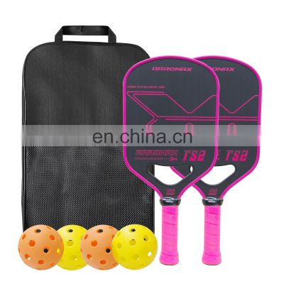 Pickleball Paddles Set of 4, Premium Full Carbon Pickleball Set of 4 with 4 Balls and 1 Carry Bag Pickleball Rackets