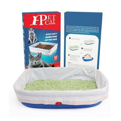 China Factory Custom Size Corn Starch Degradable Drawstring Cat Litter Bag Garbage Bag for Cats Compostable Cat Litter Liner photo-2