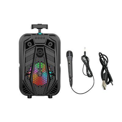 Dj Sound System Outdoor Powered Speaker Trolley Speaker With Led Ball Light And Wired Mic