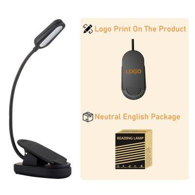 2024 New Style LED Clip on Mini Reading Light USB Rechargeable Book Light for Reading in Bed photo-5